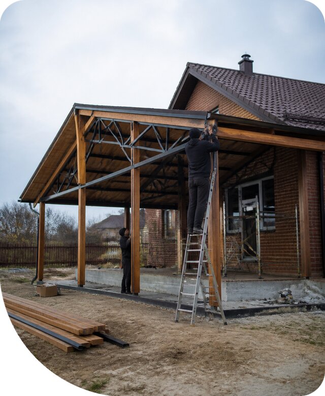 Пристройка навеса к дому и участку в Минусинске под ключ